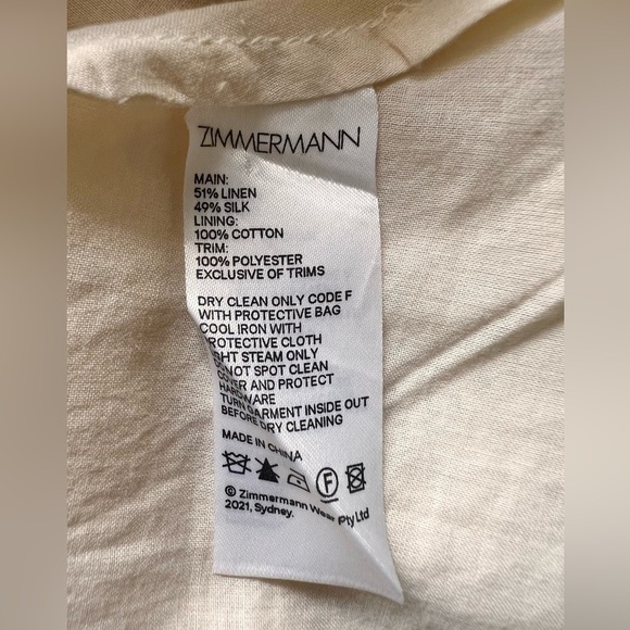 NWOT Zimmermann Tempo Disc Embellishment Chiffon Mini Linen Skirt Size AU 2 - Picture 10 of 12